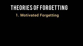 Theories of forgetting  Motivated Forgetting Decay Theory Interference Theory [upl. by Oretos899]