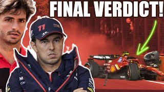 FIA Drop Penalty VERDICT After MASSIVE Sainz vs Perez Baku Crash [upl. by Eentrok]