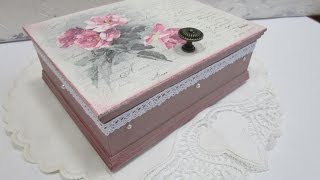 Decoupage tutorial for beginners DIY How to decoupage a box Serviettentechnik [upl. by Frederico]