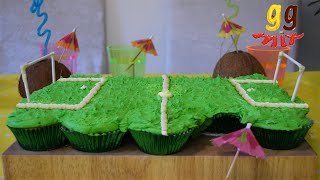 Tropical Football Pitch Pull Apart Cupcake Cake  ggmix [upl. by Eyllib]