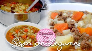 SOPA DE MACARRÃO COM CARNE MOIDA E LEGUMES FÁCIL  RECEITAS DA CRIS [upl. by Callean232]