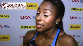 Danielle Carruthers  2012 Glasgow International  60m hurdles winner Post race [upl. by Clava]