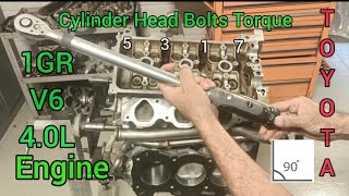 1GR V6 40L Engine Cylinder Head Bolts Torque [upl. by Nonnahsal]