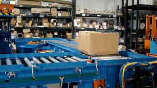 Omni Metalcraft Corp Motor Driven Roller Conveyor with Chain Transfer and Crowder [upl. by Fulvi]