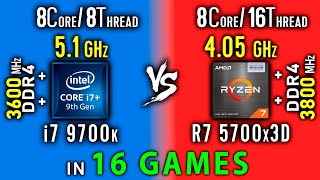 i7 9700k vs Ryzen 7 5700x3D Test in 16 Games or i7 9700K OC vs R7 5800x3D [upl. by Zevahc]