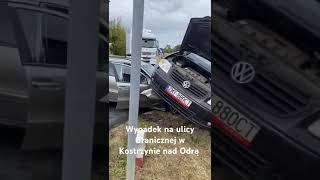 Wypadek w Kostrzynie nad Odrą automobile psp wypadek naratunek psp policja strazpozarna [upl. by Akinihs]