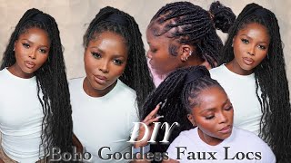 BOHO GODDESS FAUX LOCS W HUMAN HAIR  STEP BYSTEP  PROTECTIVE STYLE  ITZNAMARA [upl. by Nirroc]