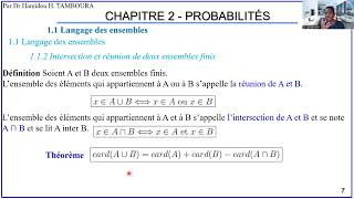 Mathématiques Niveau Terminale DChapitre 2PROBABILITÉS Partie 1Langage des ensembles [upl. by Kele453]