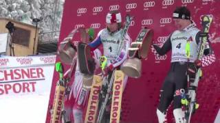 Adelboden slalom podium and top three in crane highlights [upl. by Fontes]