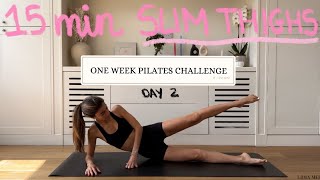 15MIN slim thighs pilates workout  DAY 2 CHALLENGE  no equipment [upl. by Awahsoj914]