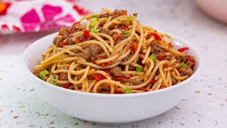 MINCED MEAT SPAGHETTI  MINCED MEAT PASTA  SPAGHETTI MINCE  THE KITCHEN MUSE [upl. by Meredith824]