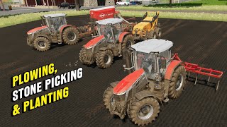 PLOWING STONE PICKING amp PLANTING  Farming Simulator 22 [upl. by Ailemor]