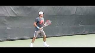 Roger Federer forehand slow motion practicing at Sony Ericsson 2009 [upl. by Atsirak]