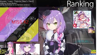 Osu  Tokoyami TowaPallete 322 Difficulty Hard Miss x2 [upl. by Anehs]