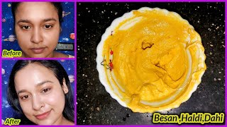 BesanHaldi And Dahi se paye Parlour jaisa Glow in 15 MinLive Result indianbeautysolutions [upl. by Airolg225]