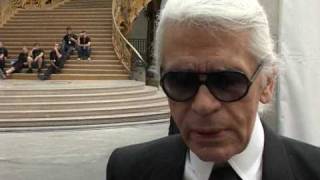 Interview exclusive de Karl Lagerfeld pour le défilé Haute Couture Chanel [upl. by Bradstreet445]