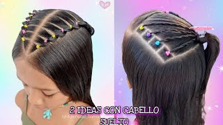 DOS PEINADOS CON CABELLO SUELTO PARA NIÑAS 🤍 PEINADO JUVENIL  PENTEADOS [upl. by Niklaus]