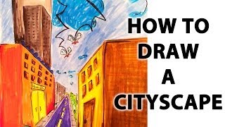 How To Draw a Cityscape in Perspective [upl. by Anelagna157]