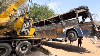 Top 1 Dangerous Accident Passenger Bus Completely burnt rebuilt [upl. by Notyap]