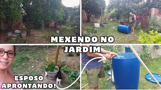 MUDEI PLANTA DO CANTEIRO NAO TEVE JEITO ESPOSO FAZENDO  UMA ENGENHOCA NO JARDIM plantas jardim [upl. by Port]