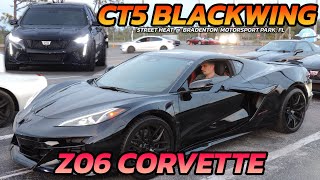 CT5 Blackwing vs Z06 Corvette 3 round Drag Racing [upl. by Morell620]