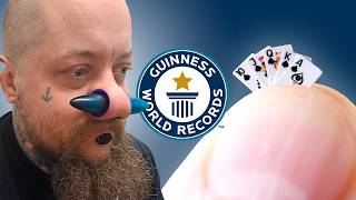 Worlds Biggest Nose Tunnel amp Smallest Playing Cards  Records Weekly  Guinness World Records [upl. by Adabel]