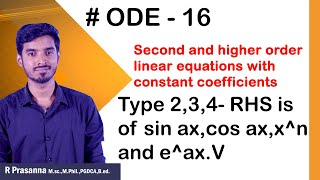 ODE 16  Second and higher order Eqns With Constant Coefficient  Type 234 ias upscoptional [upl. by Irrab]