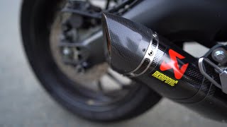 XSR900 Akrapovic Carbon Sound Test  High RPM Downshifts Idle [upl. by Atoel]