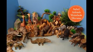 Safari Animals Waterhole Wildlife Diorama  Learn Animal Names [upl. by Darce216]