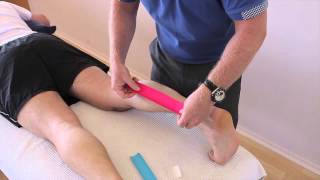 How to treat a Calf strain GastrocnemiusSoleus using Kinesiology Tape [upl. by Meggy798]