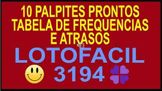 PALPITES LOTOFACIL 3194 [upl. by Inele427]