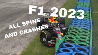 F1 2023 All Spins And Crashes [upl. by Yeslehc]