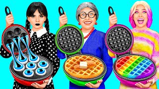 Wednesday vs Grandma Cooking Challenge  Funny Kitchen Hacks by BaRaDa Challenge [upl. by Yblehs]