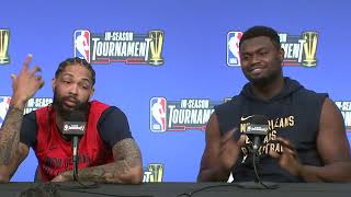 Zion and Ingram talk about facing LeBron amp the Lakers in Semifinals 🎤 2023 NBA InSeason Tournament [upl. by Lilas746]