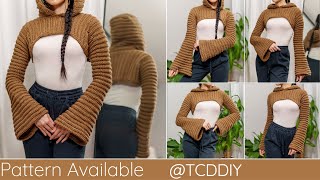 How to Crochet a Hooded Shrug  Pattern amp Tutorial DIY [upl. by Balling]