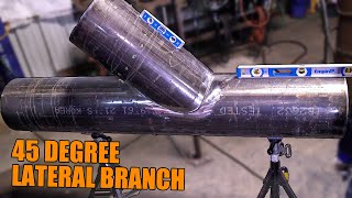 45 DEGREE LATERAL BRANCH layoutfitup using the Pipefitters Blue Book [upl. by Whitaker705]