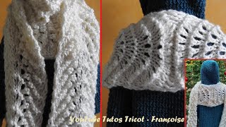 Tuto Tricot Rabattre les mailles pour assembler sans couture 2 pièces de tricot  Echarpe ajourée [upl. by Jaco746]