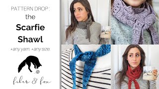 Pattern Drop The Scarfie Shawl  ANY yarn any size customizable petite crochet scarf shawl pattern [upl. by Jessy]