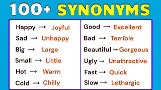 Learn 100 Common Synonyms Words in English to Improve your Vocabulary [upl. by Nalrah]