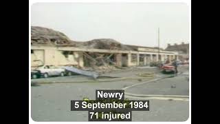 Bomb planted in Newry Northern Ireland by IRA terrorists injures 71 civilians 5 9 1984 [upl. by Alegnat998]