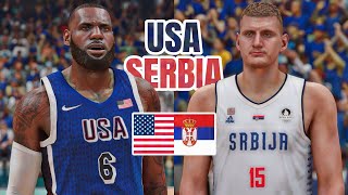 USA vs SERBIA  2024 PARIS MENS OLYMPIC BASKETBALL TOURNAMENT  NBA 2K24 PS5 [upl. by Mahoney527]