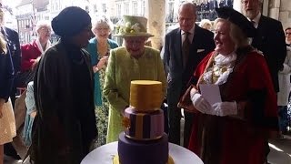 Bake Off winner Nadiya all set to reveal queens 90th birthday cake [upl. by Nnylirehs]