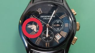 EMPORIO ARMANI Fixing a Loose Dial Logo and Battery Change  SolimBD [upl. by Wattenberg714]