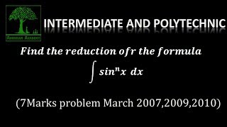 Intermediate Second Year reduction formula sin xn [upl. by Eneirda]