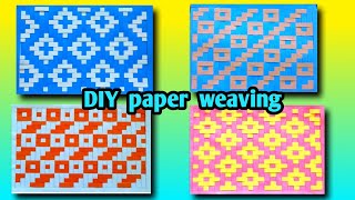 paper weaving tutorial this simple paper weaving craft weaving with paper strips diy paper mat [upl. by Aniger50]