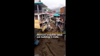 Moment landslide takes out building in India  AJ shorts [upl. by Pearl]