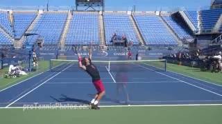 Wawrinka v Lopez 2016 US Open practice 4K [upl. by Maisie]