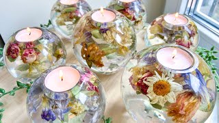 How to Make Resin Candle Holders With Real Flowers Resin Art Tutorial [upl. by Johnny725]