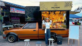 Cafe Vlog Mini Coffee Shop Truck Bar Barista Girl Dream Mobile Kopi Small Business Relax Anxiety [upl. by Sidoney]