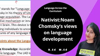 Nativist Noam Chomsky’s views on language development  Language Across the Curriculum [upl. by Ferri]